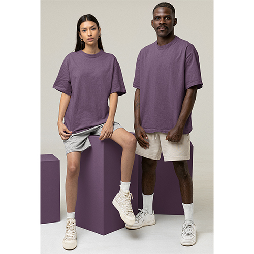 Plum Regular Couple T-Shirt Set - Cotton Fabric, Customized Sizes , Various Colors and Printed Patterns with Warranty