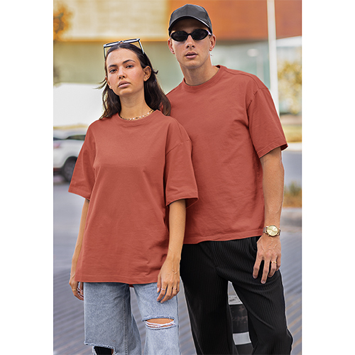 Different Available Rust Regular Couple T-Shirt Set