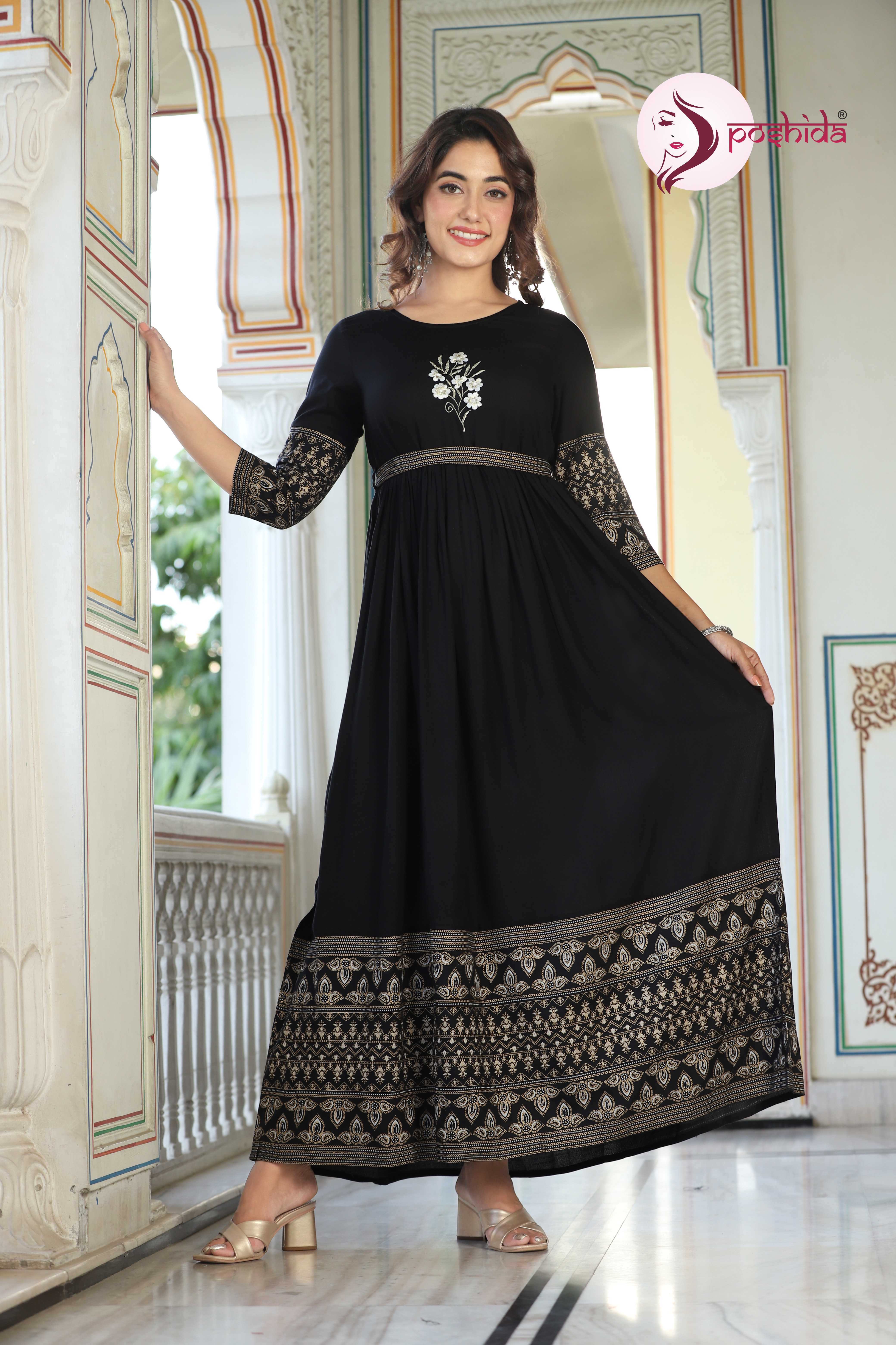 Indian Black Parineeti Party Wear Gown