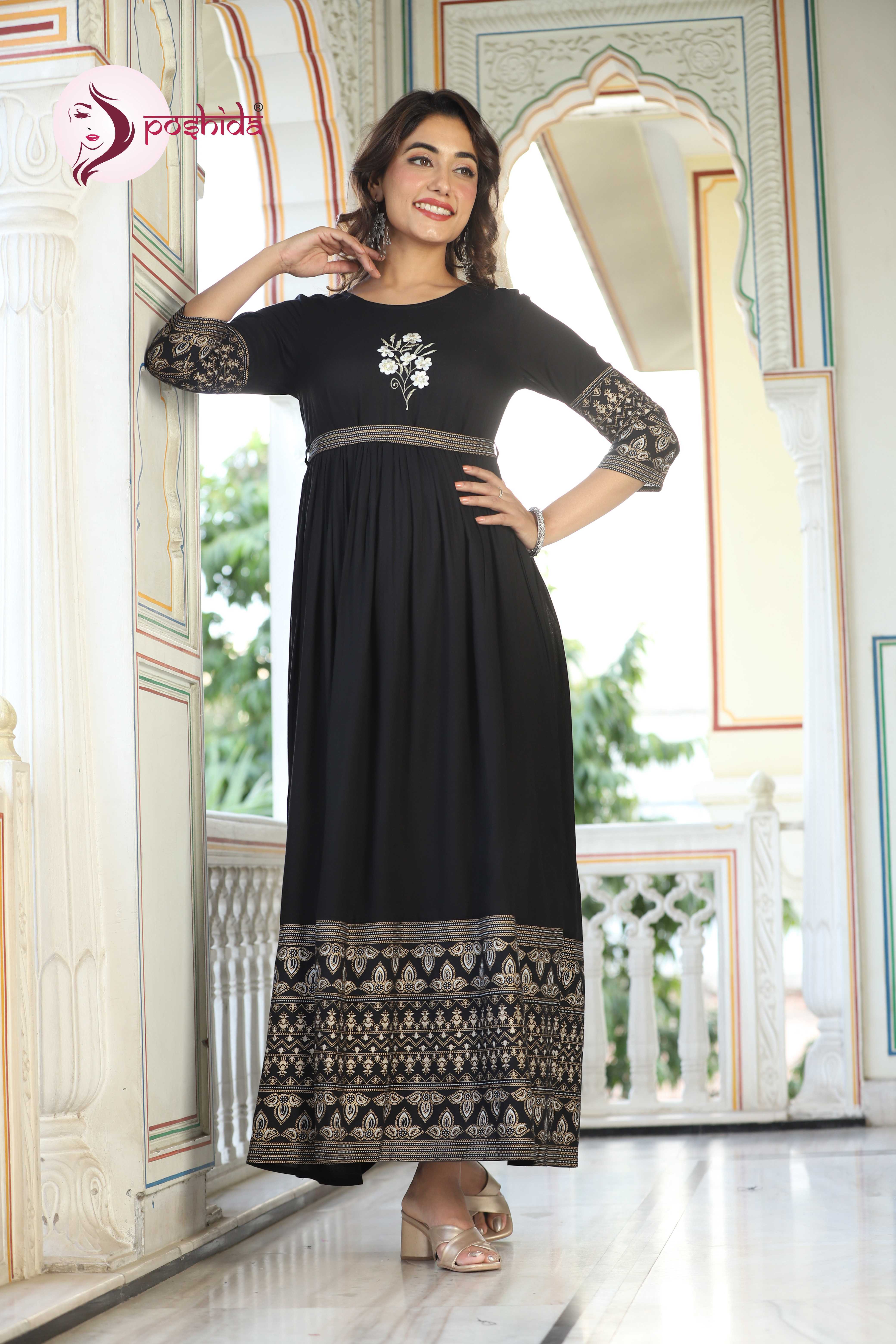Indian Black Parineeti Party Wear Gown