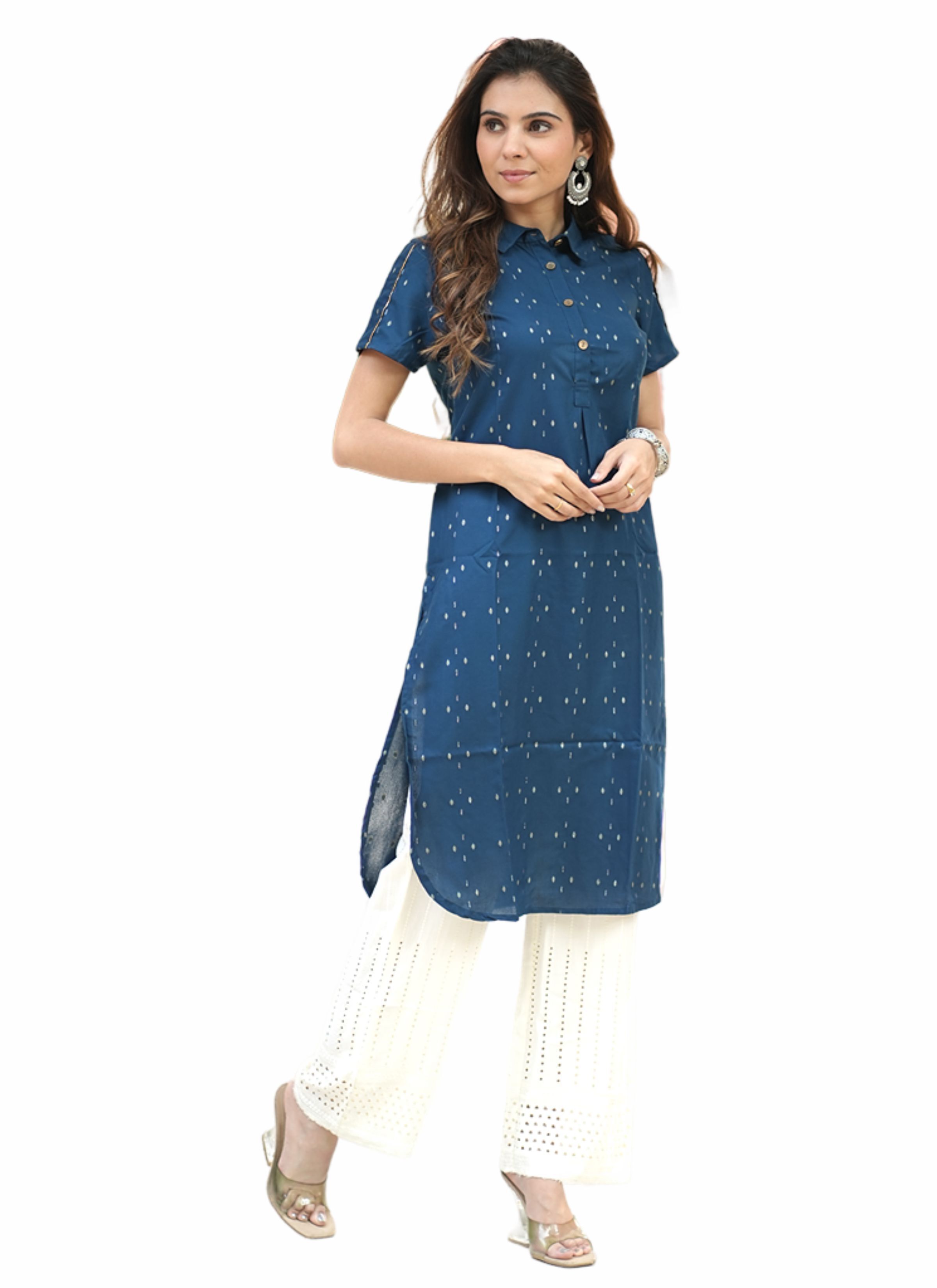 Washable Navy Ronak Kurti