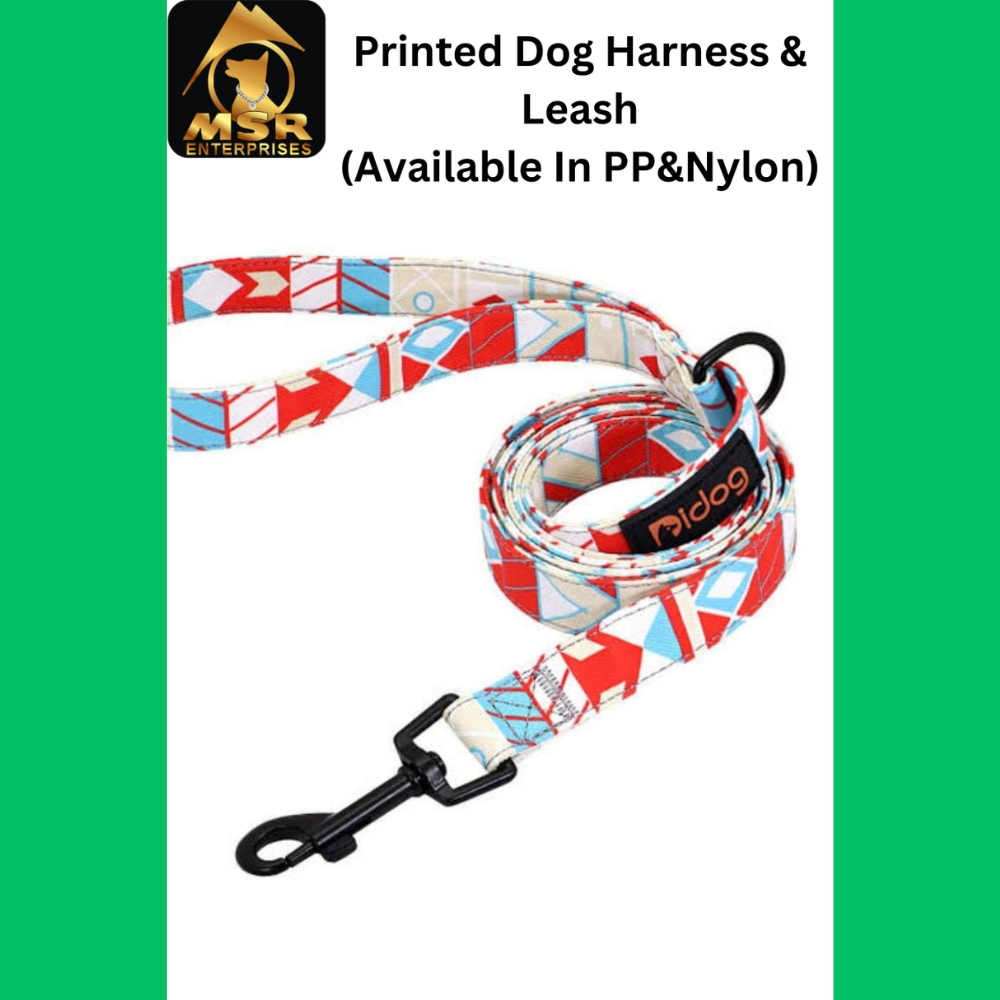 Single Printed / Double Printed Dog Harness And Leash Set - Nylon, 1.5 Inch | Vibrant Pink Color, High Quality, Comfortable Fit For All Breeds