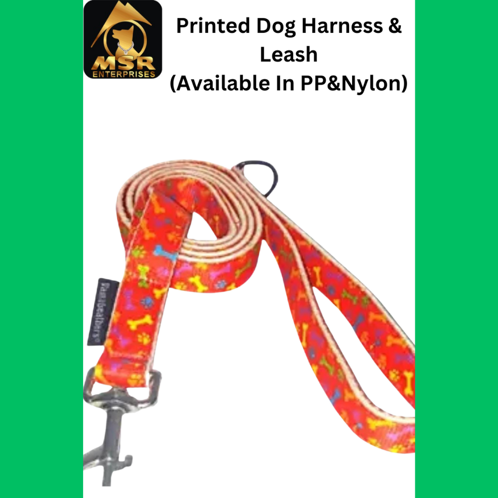 Single Printed / Double Printed Dog Harness And Leash Set - Nylon, 1.5 Inch | Vibrant Pink Color, High Quality, Comfortable Fit For All Breeds