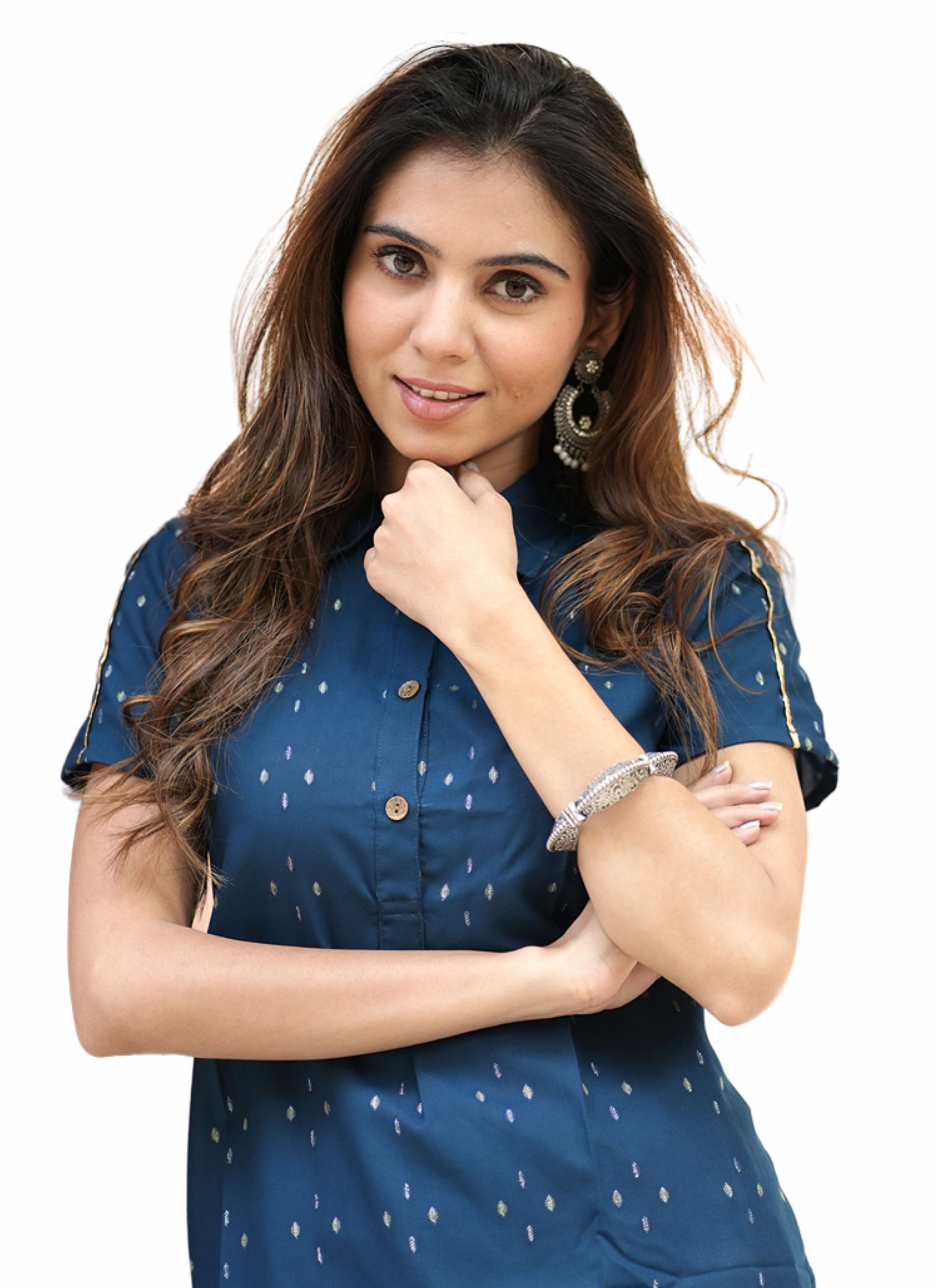 Teal Ronak Kurti - Rayon, Sizes: S-xxl, Length: 40 Inch, Color: Blue, Shoulder Size: 15 Inch, Pattern: Printed, Sleeve Style: Short, Ethnic Design