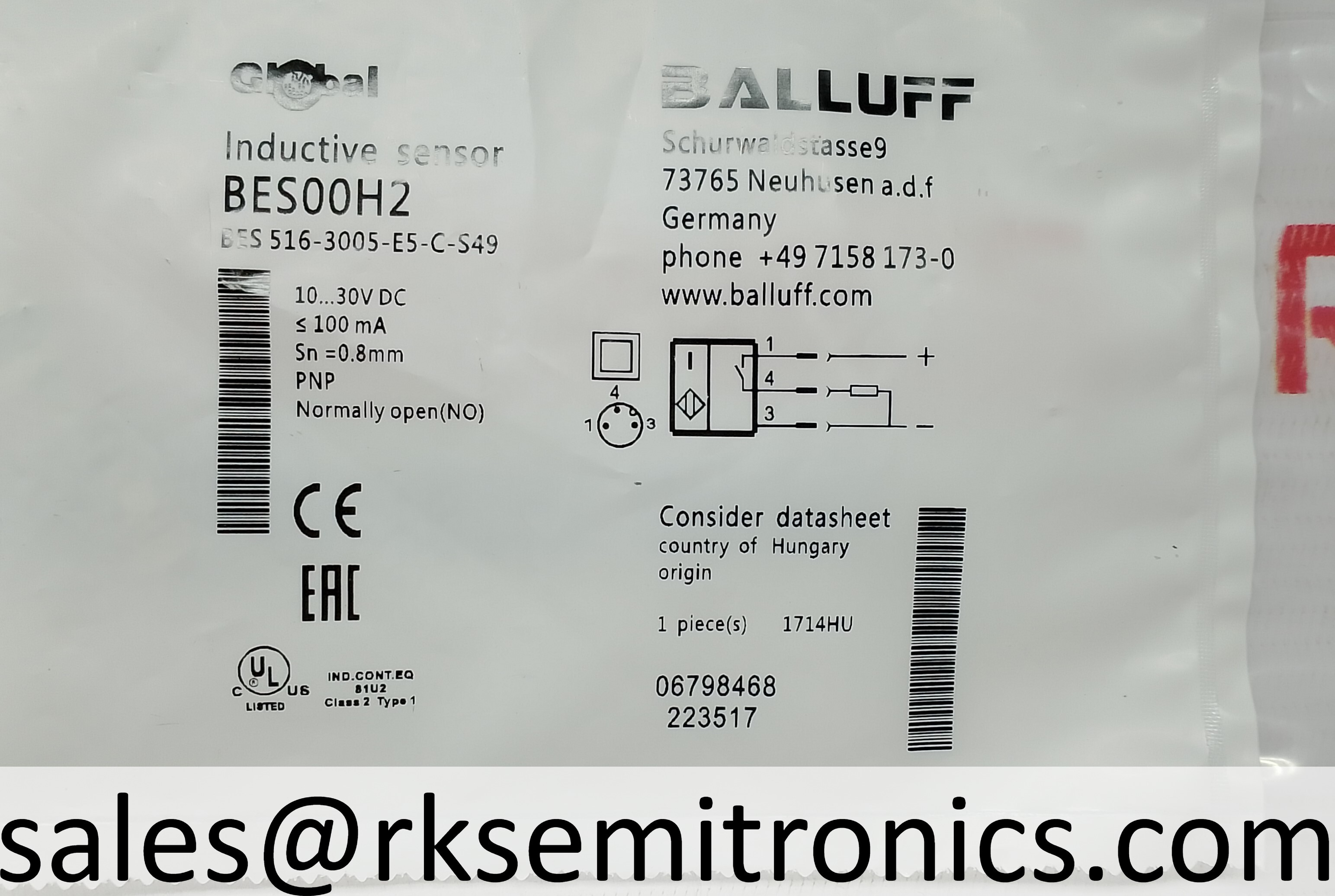 Bes00h2 Sensor Prox Inductive