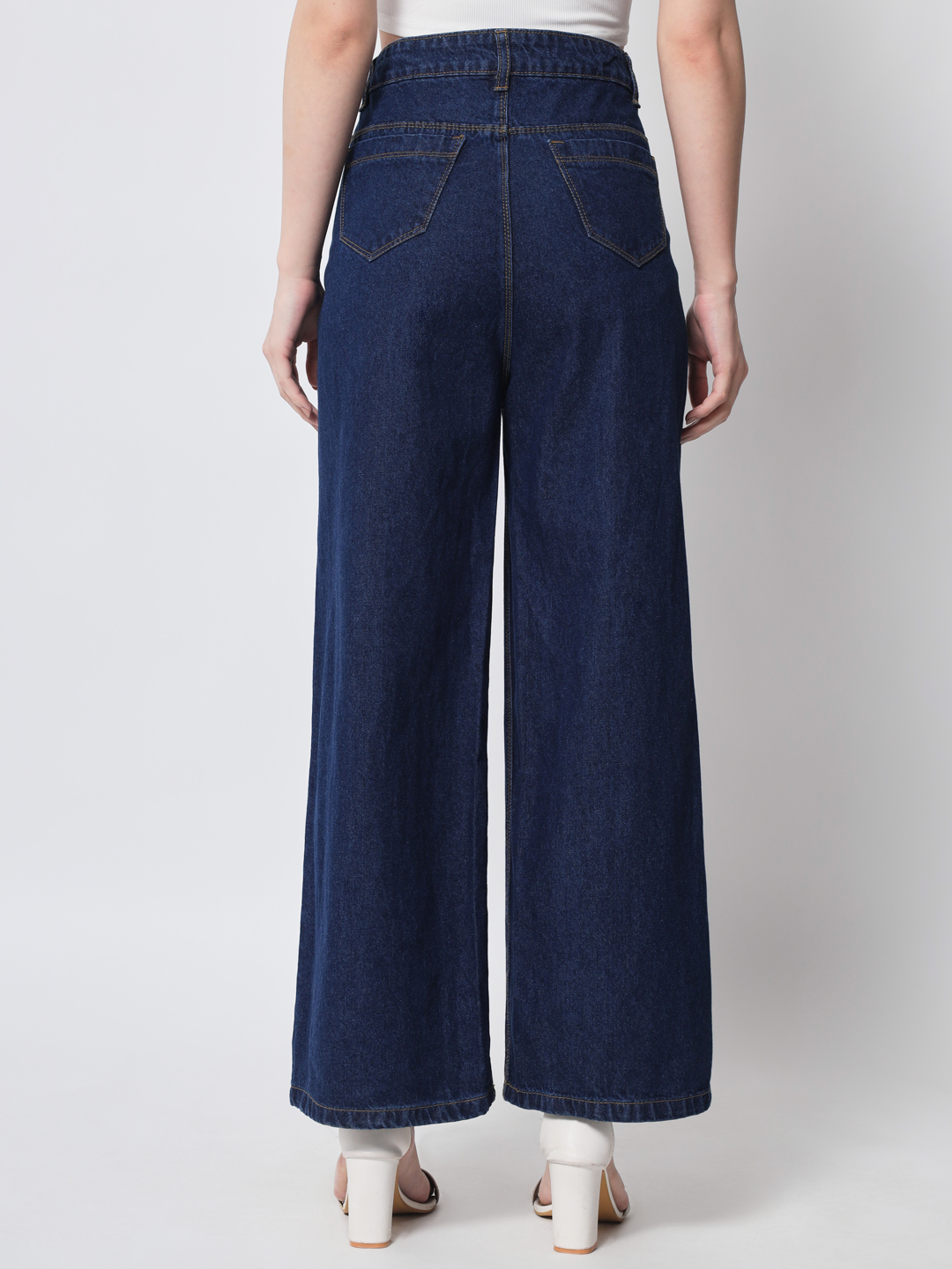 M Moddy 603hw Single Button Straight Fit Dark Blue Woman Jeans