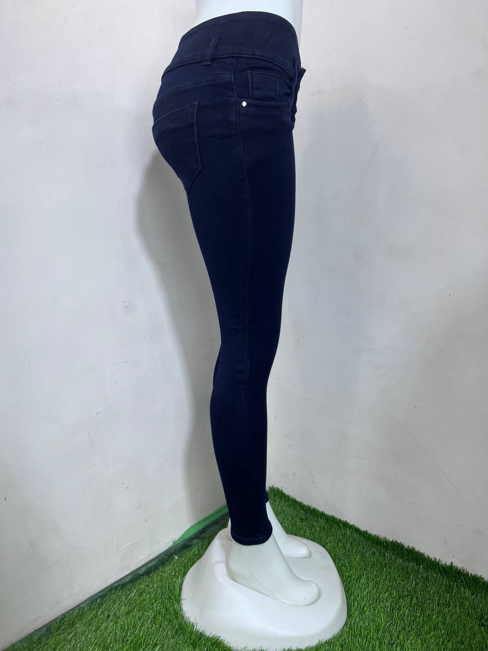 M Moddy 609c-blue 3 Button Slim Fit Dark Blue Women Jeans