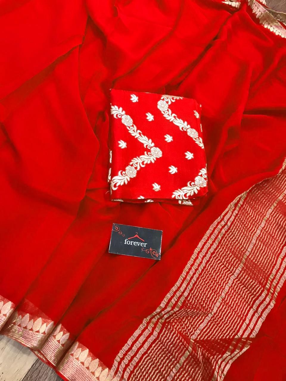 Fancy Chiffon Sarees - 4 Vibrant Colors, Zari Work For Designer Occasions