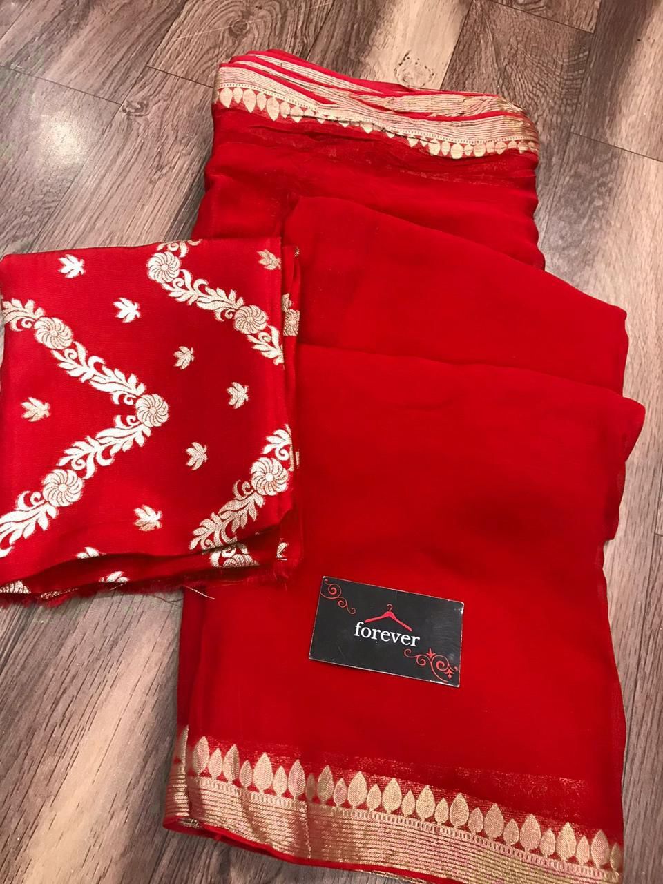 Fancy Chiffon Sarees - 4 Vibrant Colors, Zari Work For Designer Occasions