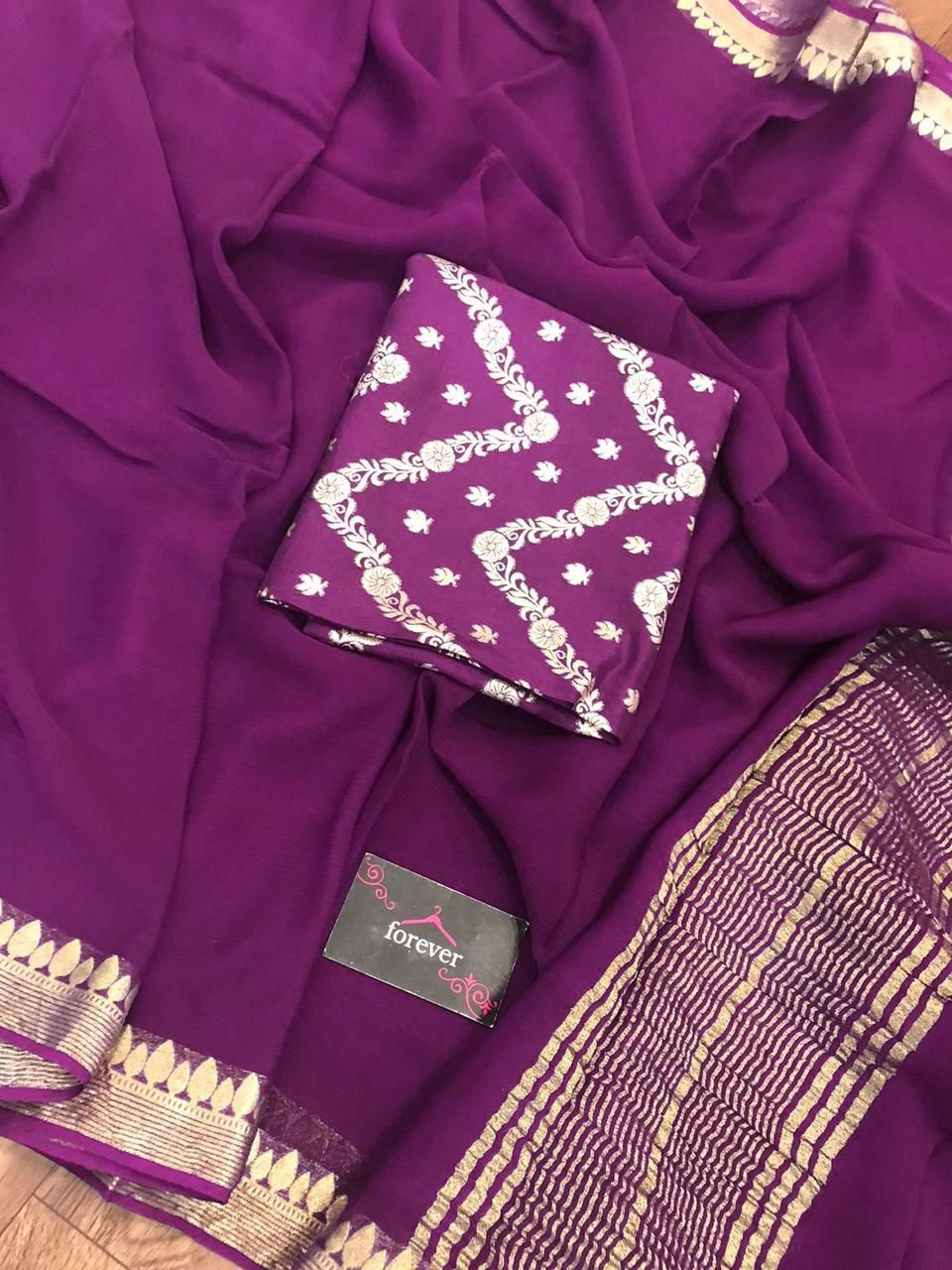 Fancy Chiffon Sarees - 4 Vibrant Colors, Zari Work For Designer Occasions