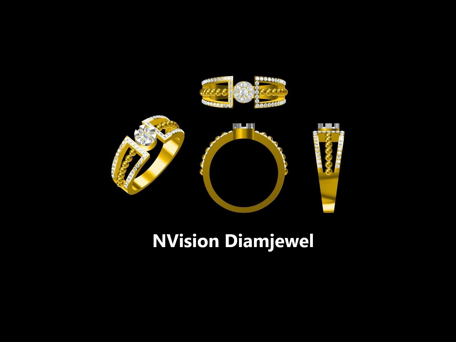 Natural Diamond Pressure Setting Solitaire Ring - 0.51 Ct Gh Vs1 Round Brilliant Cut | Custom Designed With Elegant Golden Pearls