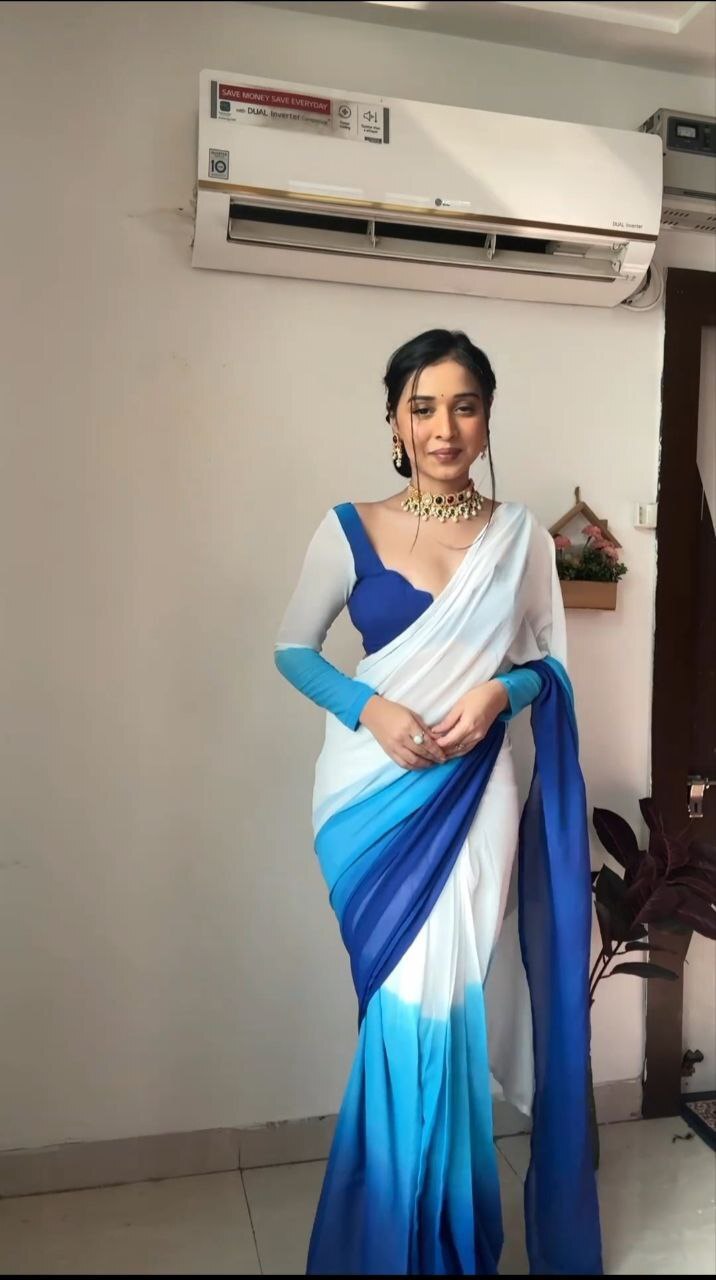 Georgette Saree - Premium Georgette With Digital Print, Ready To Wear Party Wear Outfit