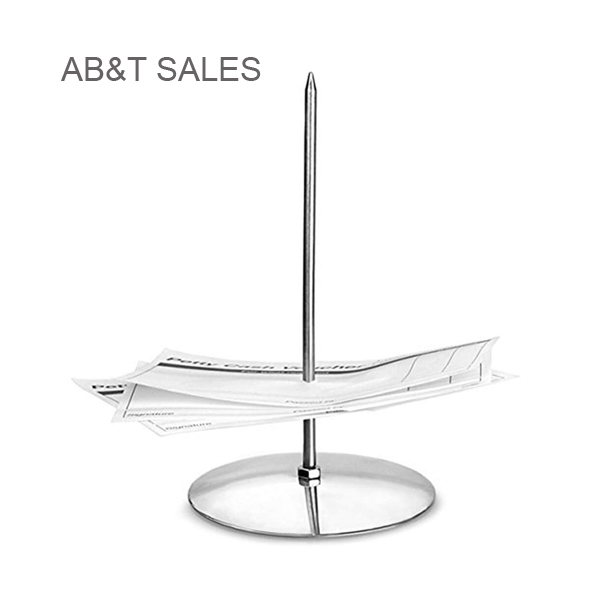 Bill Punching Stand For Restaurant - Stainless Steel, 13cm Length, Silver Tone | Durable Design, Heavy Round Base, Manual Operation, 1-year Warranty