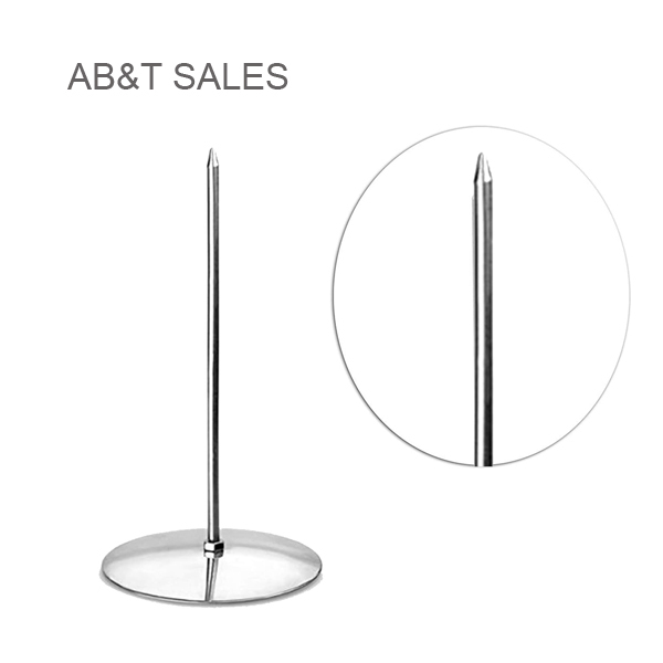 Bill Punching Stand For Restaurant - Stainless Steel, 13cm Length, Silver Tone | Durable Design, Heavy Round Base, Manual Operation, 1-year Warranty