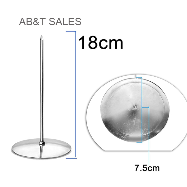 Bill Punching Stand For Restaurant - Stainless Steel, 13cm Length, Silver Tone | Durable Design, Heavy Round Base, Manual Operation, 1-year Warranty