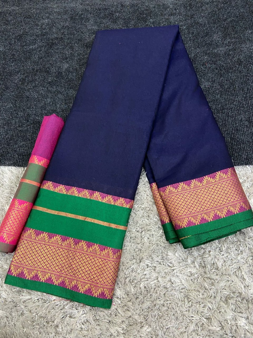 Cotton Silk Saree - 5.50 Meter Length With Jacquard Blouse And Rich Heavy Border | Available In 10 Elegant Colors For Traditional Occasions