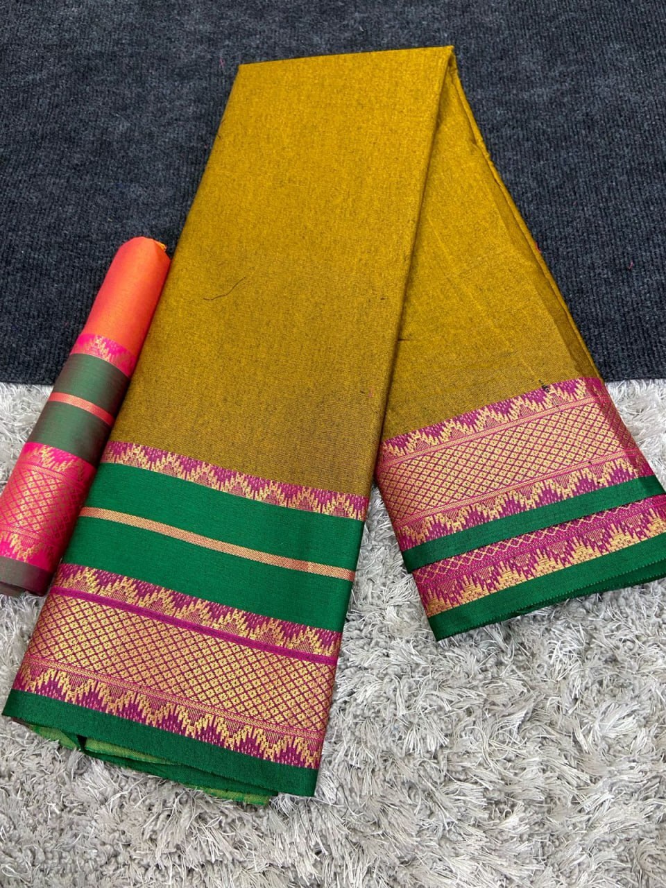 Cotton Silk Saree - 5.50 Meter Length With Jacquard Blouse And Rich Heavy Border | Available In 10 Elegant Colors For Traditional Occasions