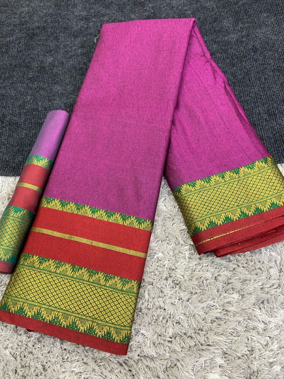 Cotton Silk Saree - 5.50 Meter Length With Jacquard Blouse And Rich Heavy Border | Available In 10 Elegant Colors For Traditional Occasions