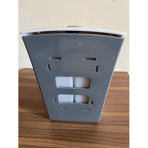 Dual Soap Dispenser - Plastic, 500 Ml Capacity , Glossy Finish, Square Shape, Modern Design In White And Grey Color Coated