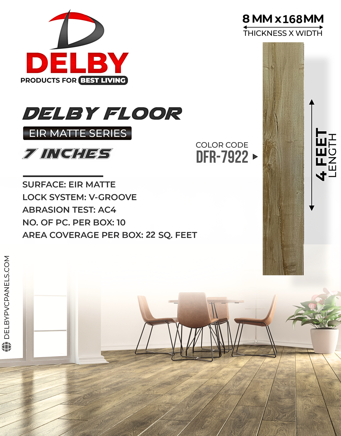 Delby Floor Eir Matte Series 7" - Laminate & Luxury Vinyl Plank (Lvp) Flooring - Product Type: Wall Frame Materials
