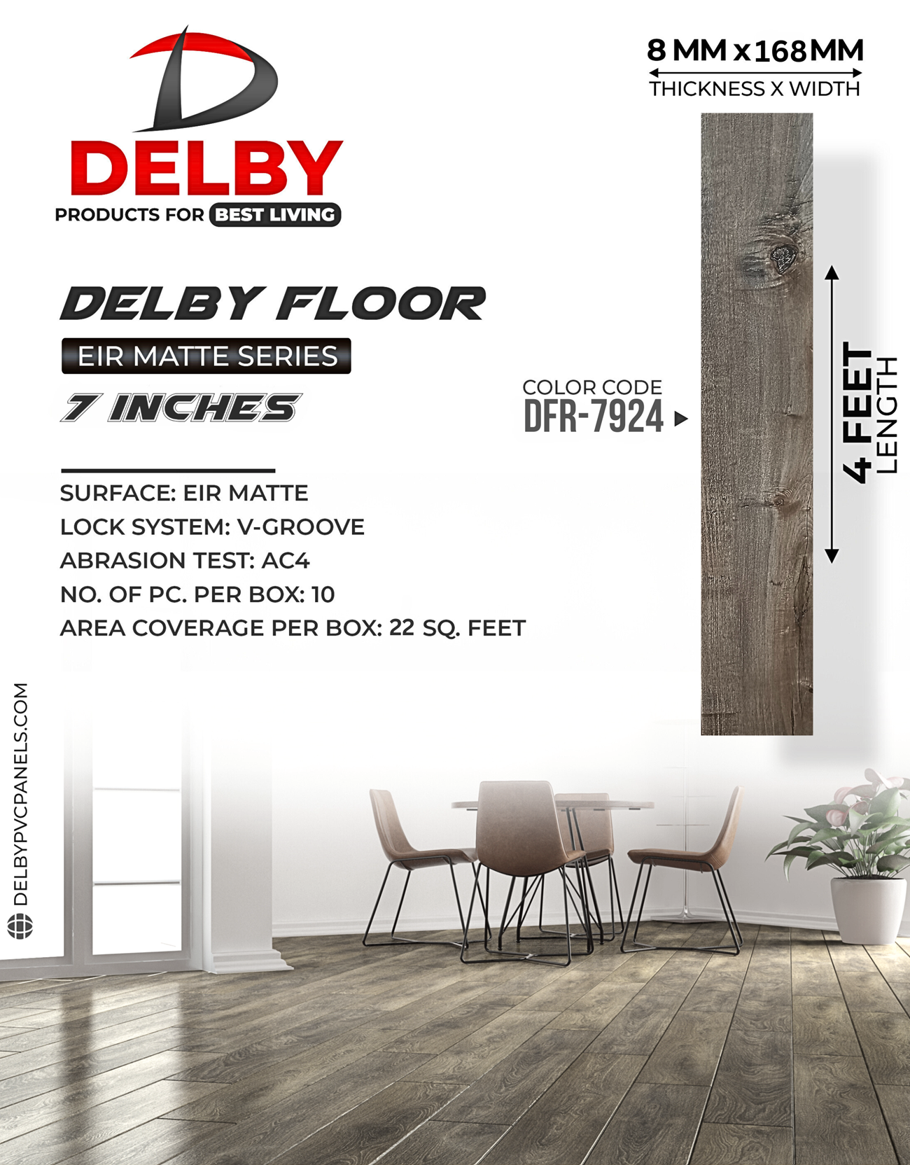 Delby Floor Eir Matte Series 7" - Laminate & Luxury Vinyl Plank (Lvp) Flooring - Product Type: Wall Frame Materials