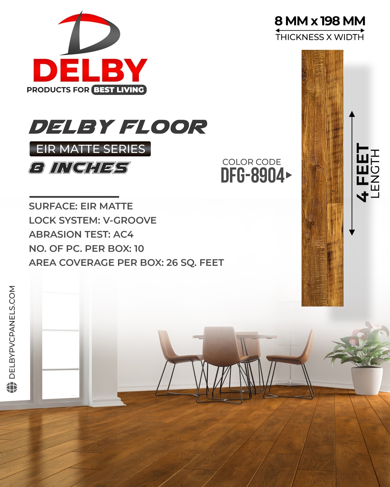 Delby Floor Eir Matte Series 8" - Laminate & Luxury Vinyl Plank (Lvp) Flooring - Product Type: Wall Frame Materials