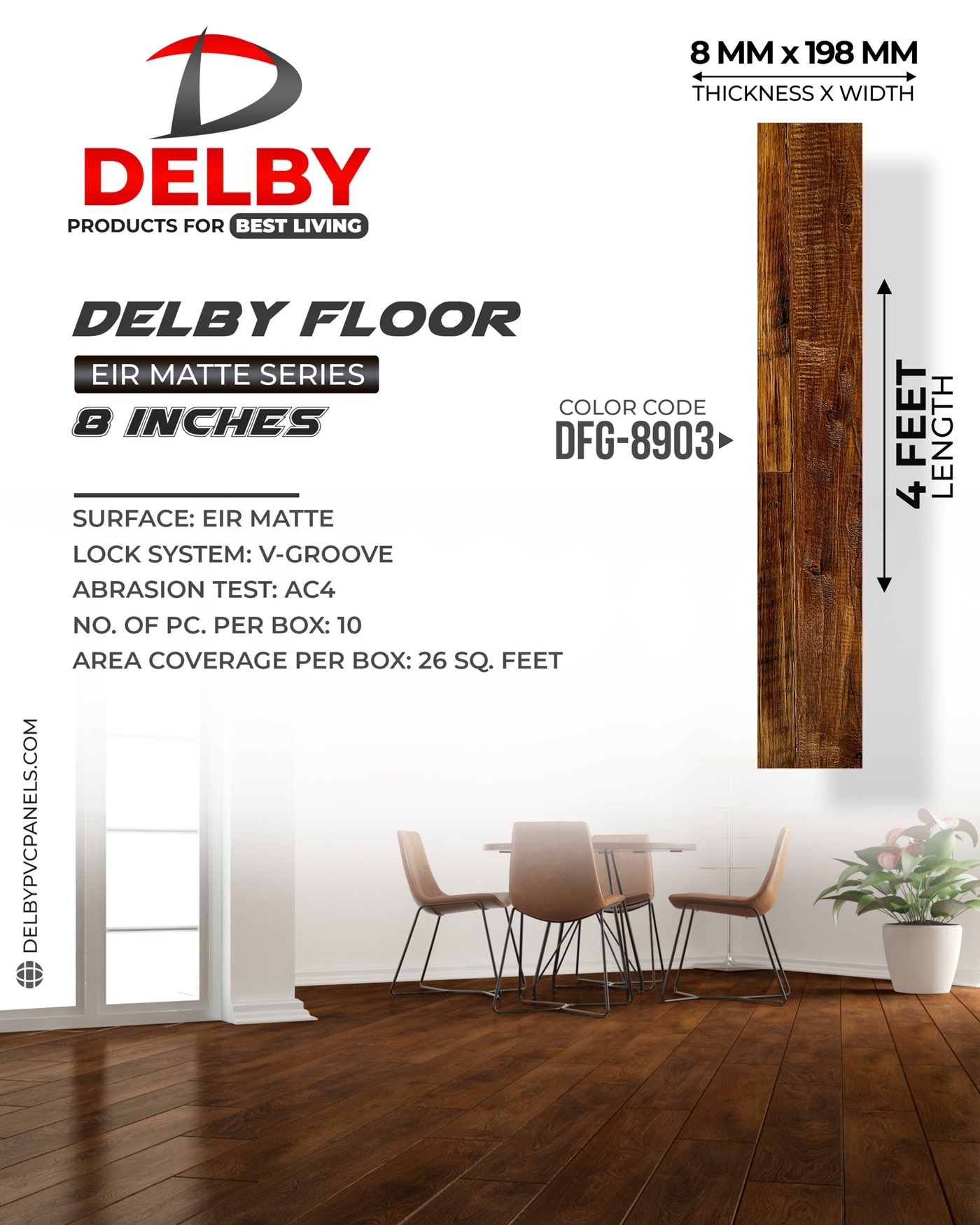 Delby Floor Eir Matte Series 8" - Laminate & Luxury Vinyl Plank (Lvp) Flooring - Product Type: Wall Frame Materials