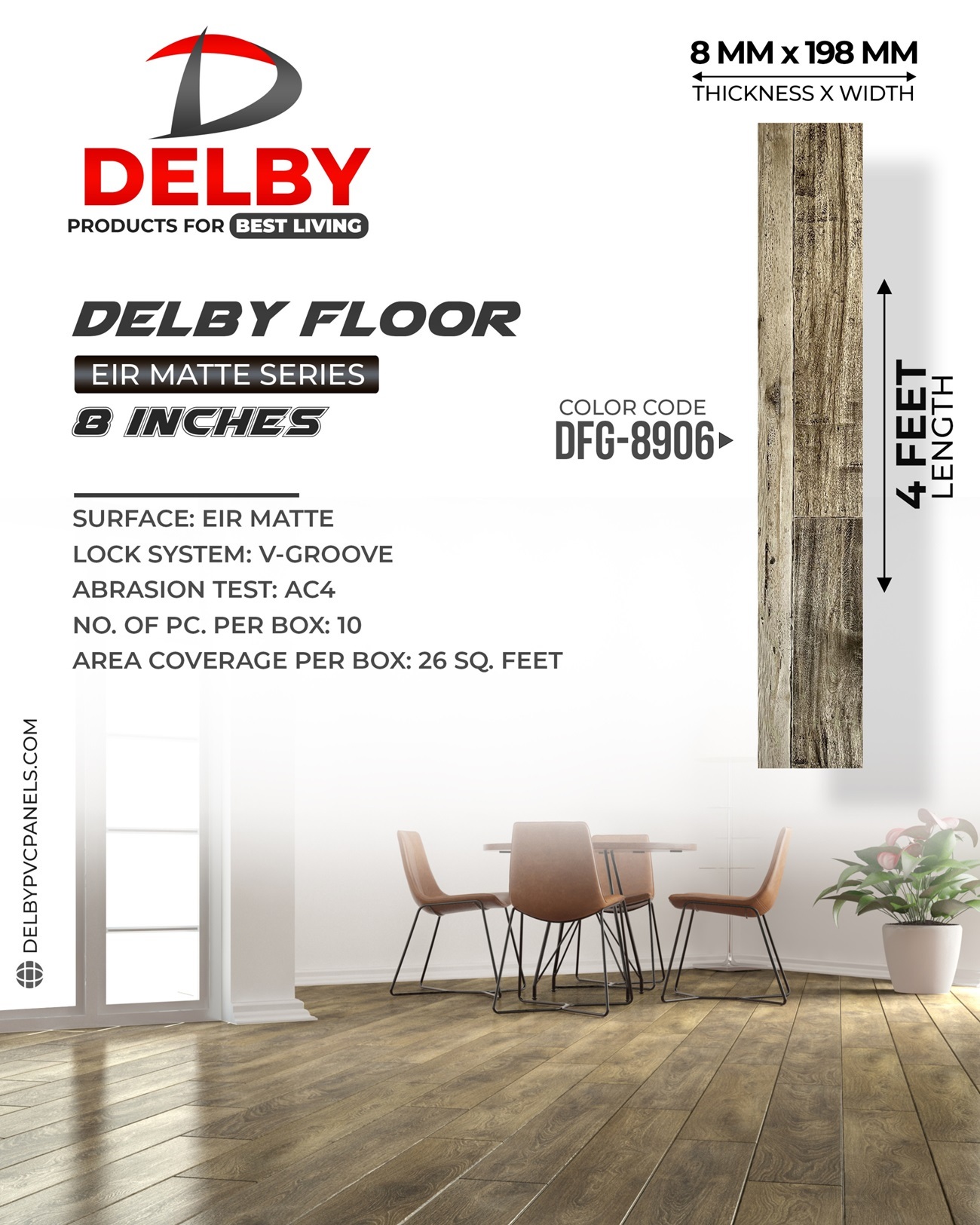 Delby Floor Eir Matte Series 8" - Laminate & Luxury Vinyl Plank (Lvp) Flooring - Product Type: Wall Frame Materials
