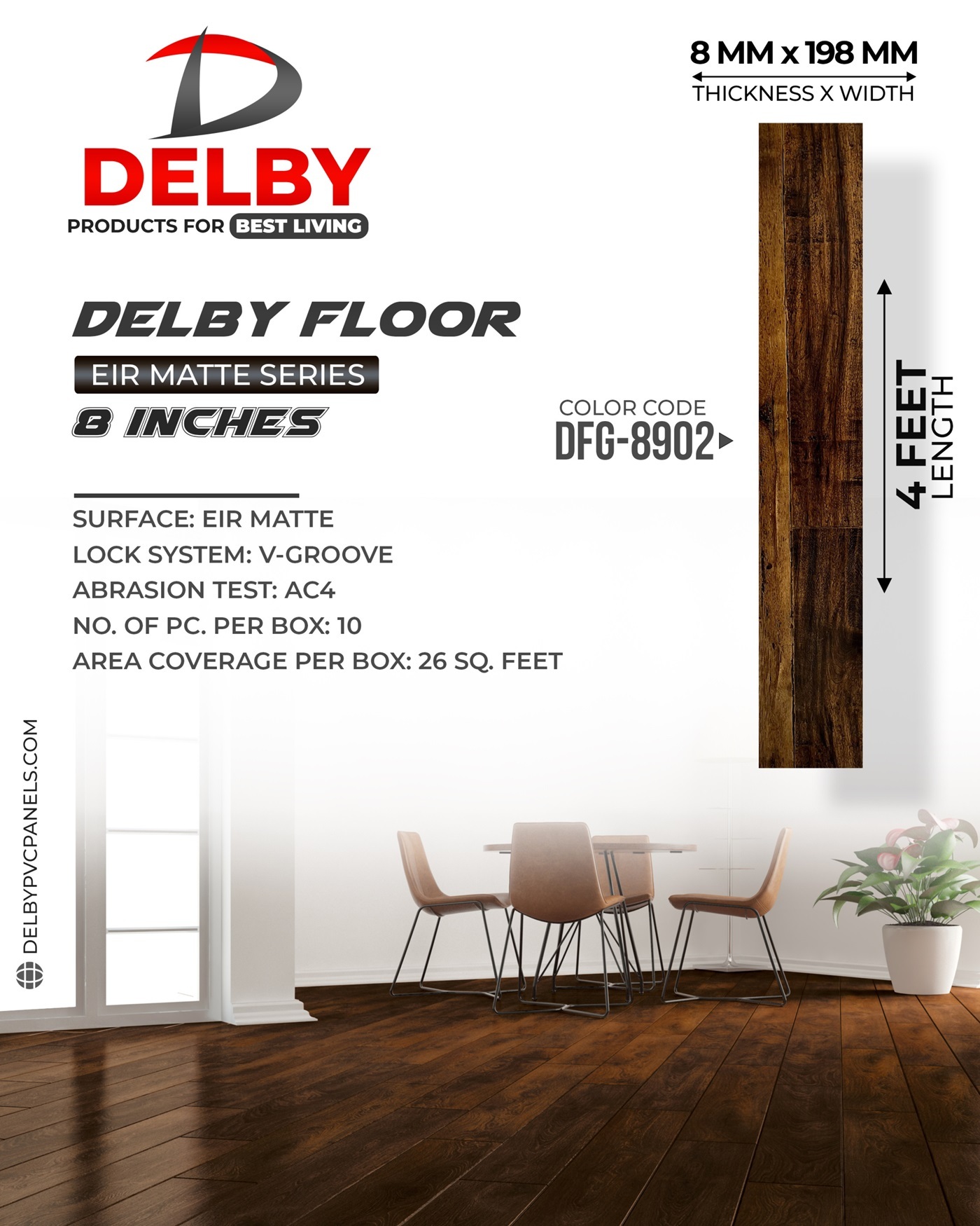 Delby Floor Eir Matte Series 8" - Laminate & Luxury Vinyl Plank (Lvp) Flooring - Product Type: Wall Frame Materials