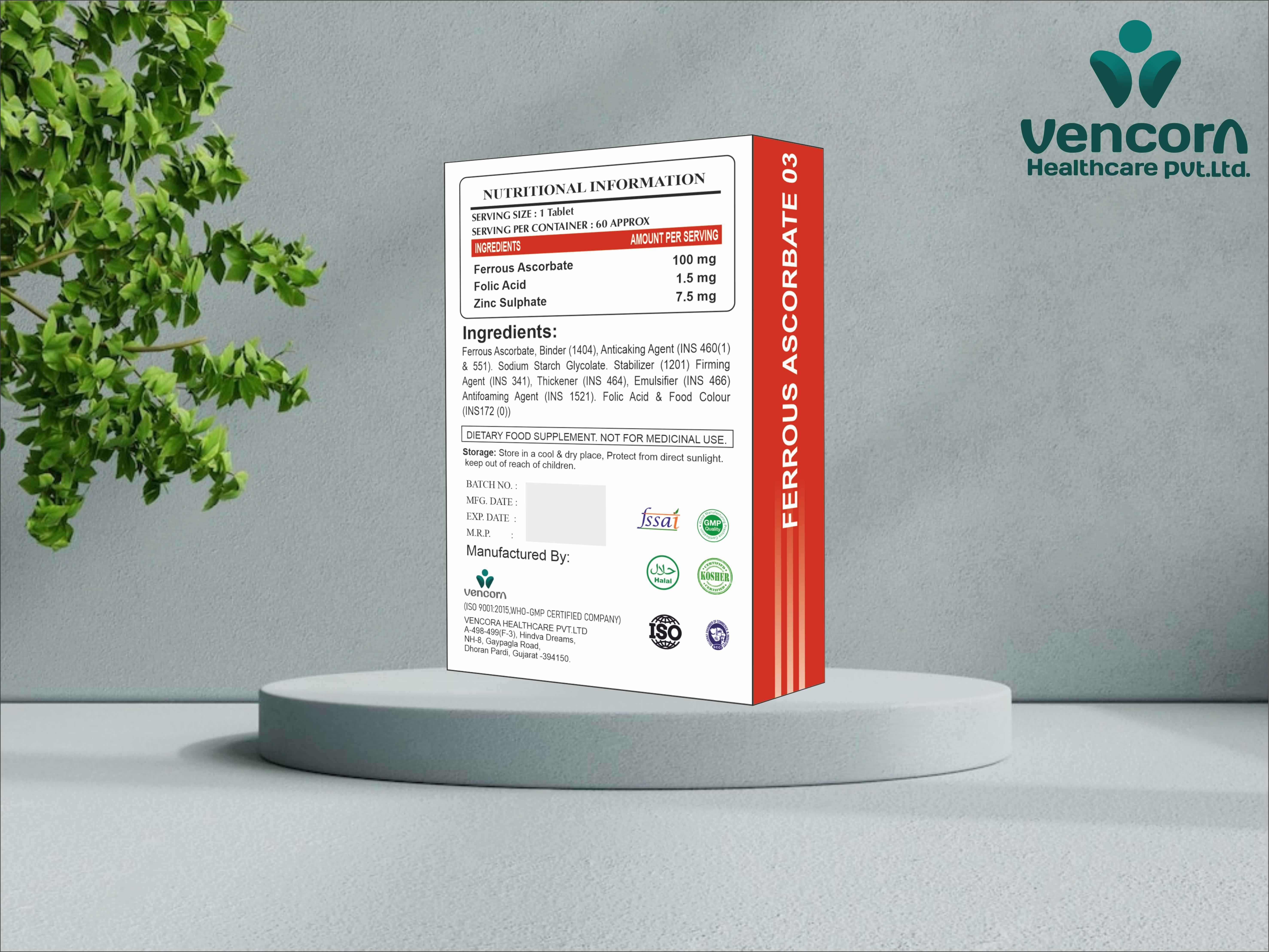 Ferrous Ascorbate Zinc & Folic Acid Tablets
