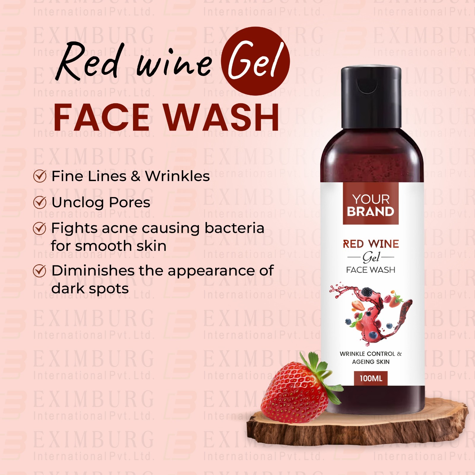 Strawberry Face Wash Gel - Herbal Gel, 24 Months Shelf Life, For All Skin Types | Hydrating, Tightening, Age-defying, Brightening Formula