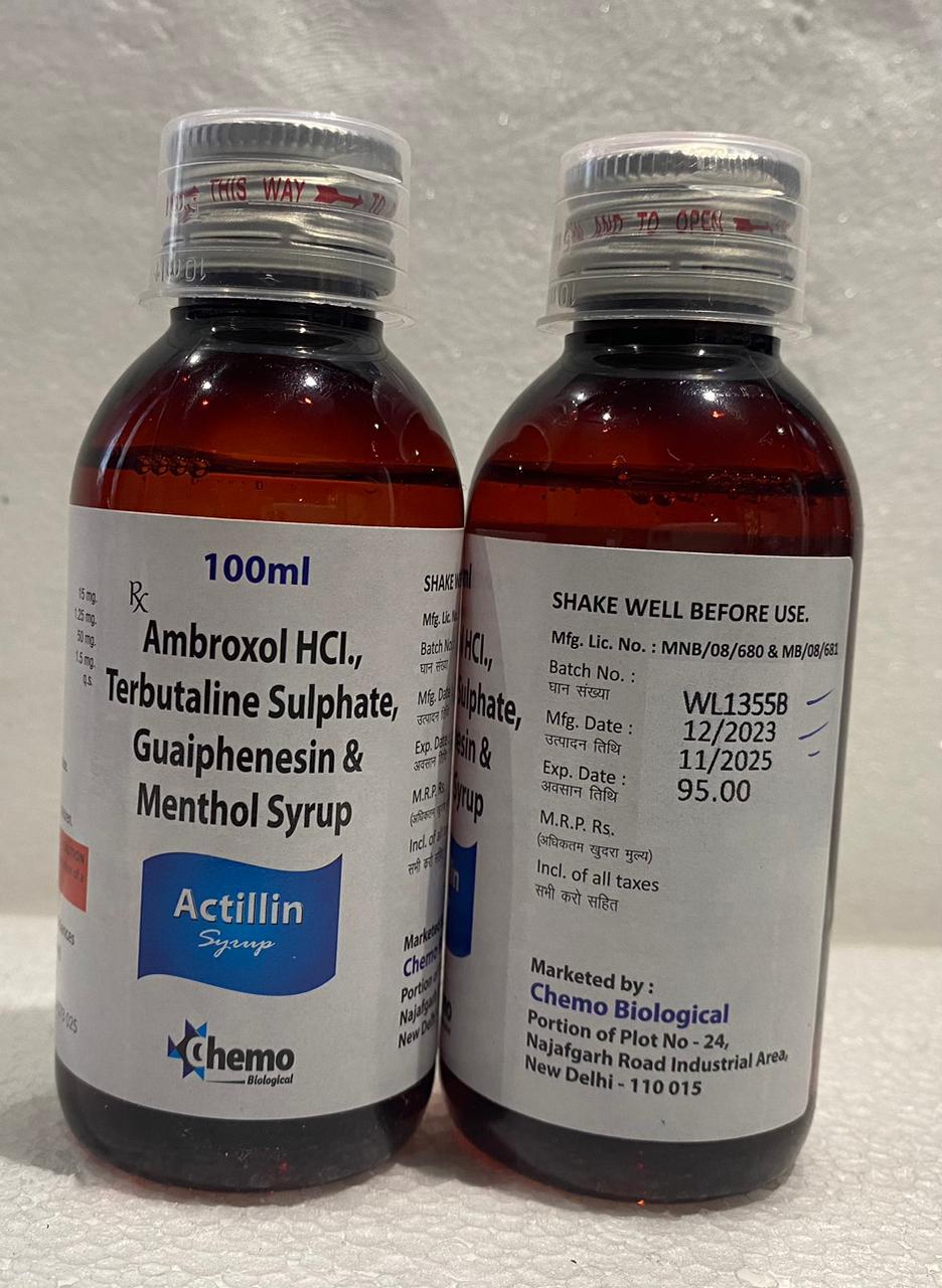 Ambroxol Hydrochloride, Terbutaline, Guaphenesin, Menthol Syrup