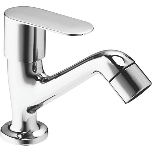 High Neck Pillar Cock - Stainless Steel, Various Sizes Available, Glossy Silver Finish, Round Shape | Durable and Stylish Design