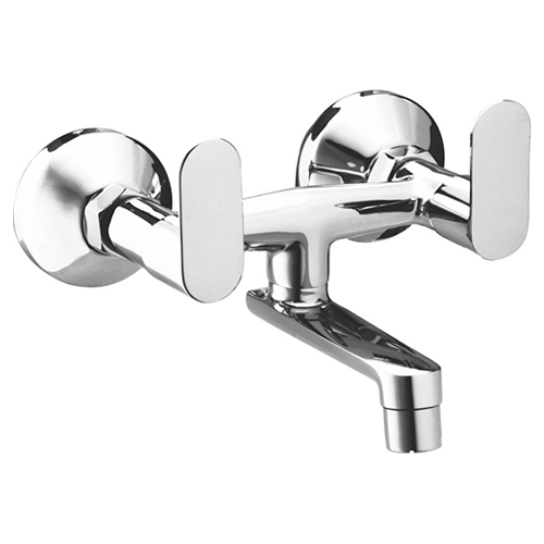 Non-Telephonic Wall Mixer - Stainless Steel, Various Sizes Available, Silver Color, Glossy Finish, Elegant Round Shape