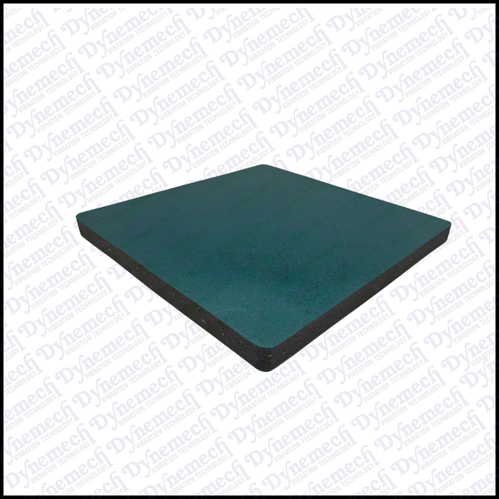Dynemech Anti-vibration Insulation Plate - Nitrile Rubber & Synthetic Composite, 500x500x15mm, Green/grey/black | Shock & Vibration Control For Lathe & Milling Machines, Hardness 90-92, Max Load 10kg