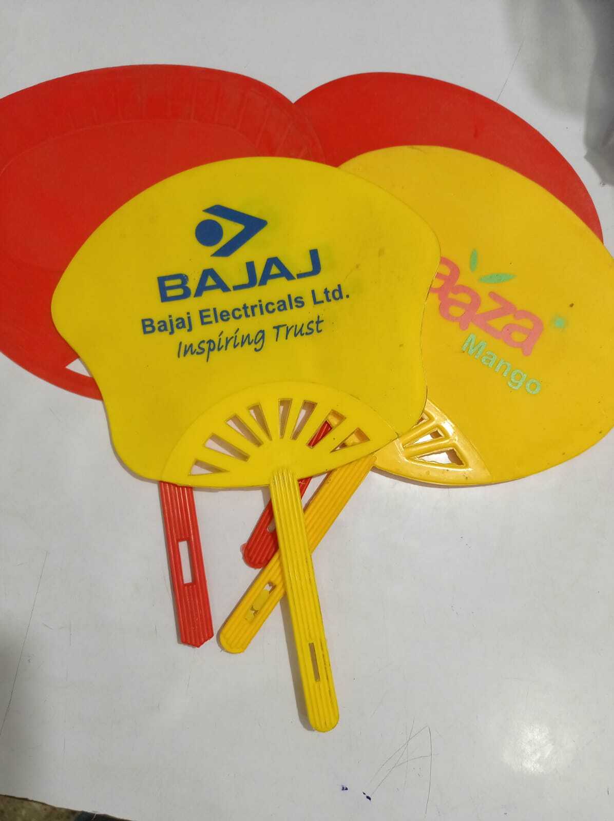 Plastic Hand Fan - 8x10 Inches, Yellow Color | Lightweight 50 Grams, 4-inch Handle, Ideal For Promotional Events And Giveaways
