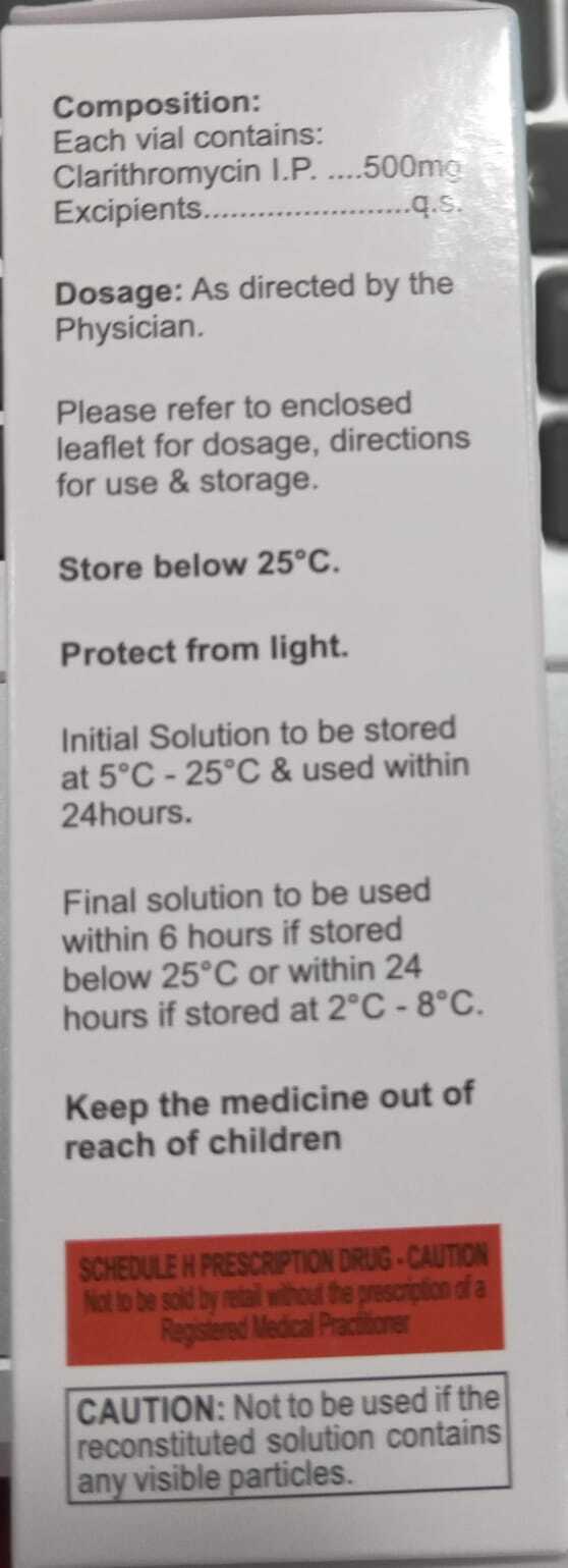 Clarger 500mg Injection - Ingredients: Clarithromycin (500mg)