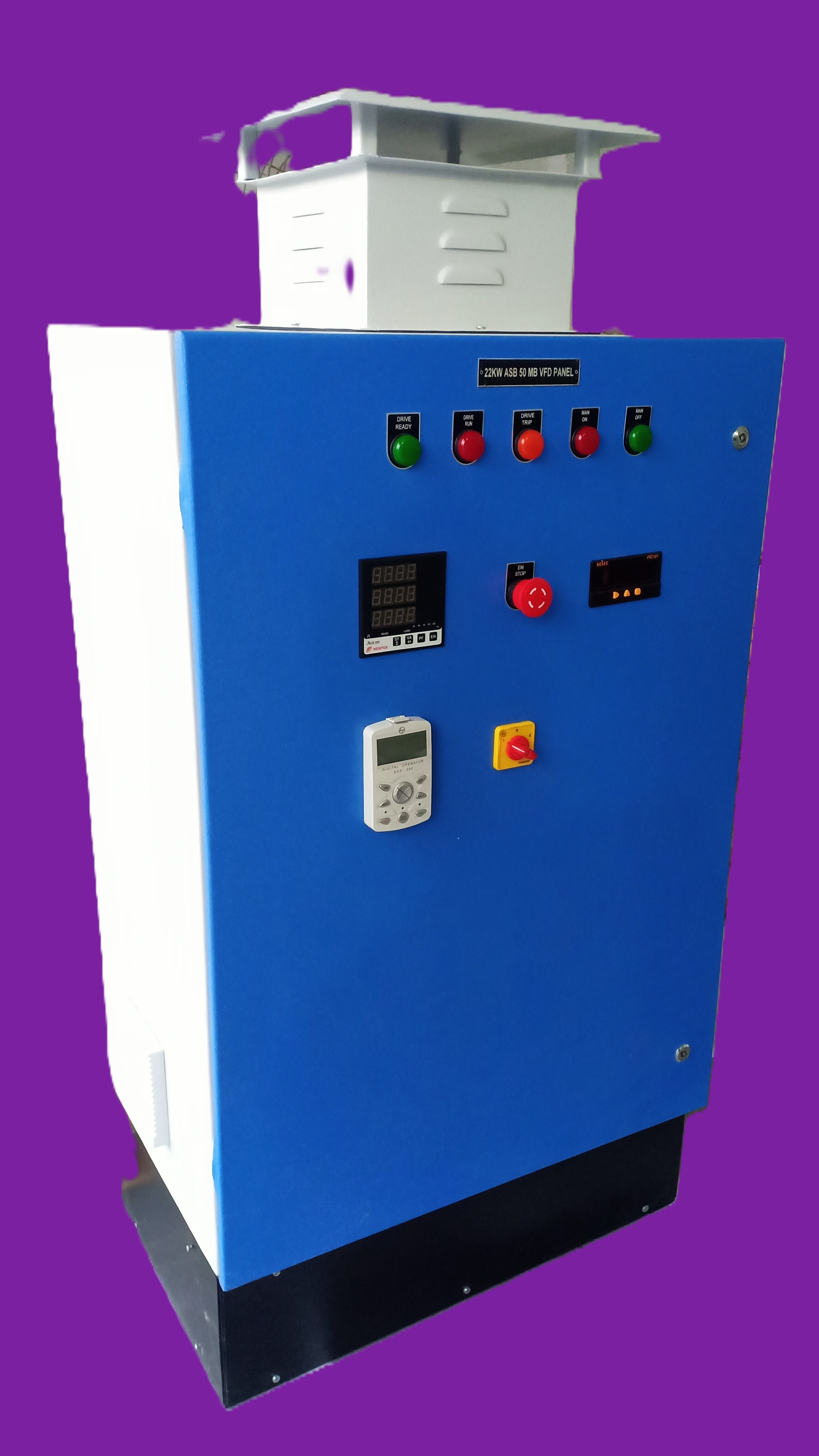 Vfd Control Panel - Metal Base, 50 Hertz Frequency, 415v Rated Voltage | 100 Ampere Maximum Output, Painted White Finish, 2mm Thickness
