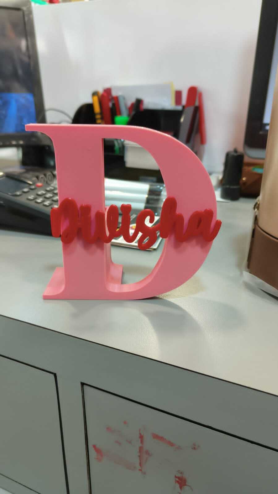 Initial Alphabets With Name Pen Stand - Biodegradable Plastic 18x6x18 Cm Customizable Logo Multiple Colors & Sizes Available 3d Printed Design