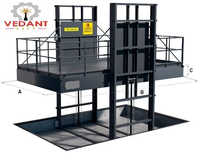Hydraulic Goods Lift Double Mast - Load Capacity: 4 Tonne