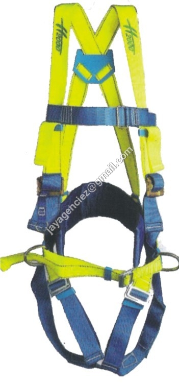 Full Body Harness - High Tensile Polyester, Free Size, Yellow and Blue | EN 361 & 358 CE Approved, 5000 lbs Break Strength, 7 Adjustment Points, 3 D-Rings