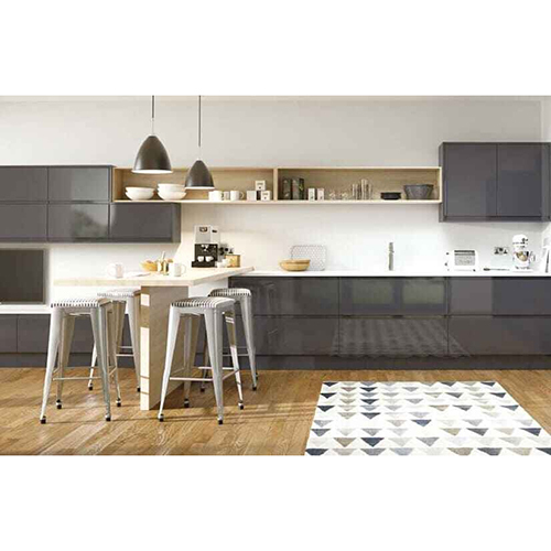 Modern Inline Shaped Kitchen - High-quality Wood & Aluminum, Easy-to-clean Design With Drawer Basket Accessory For Efficient Organization