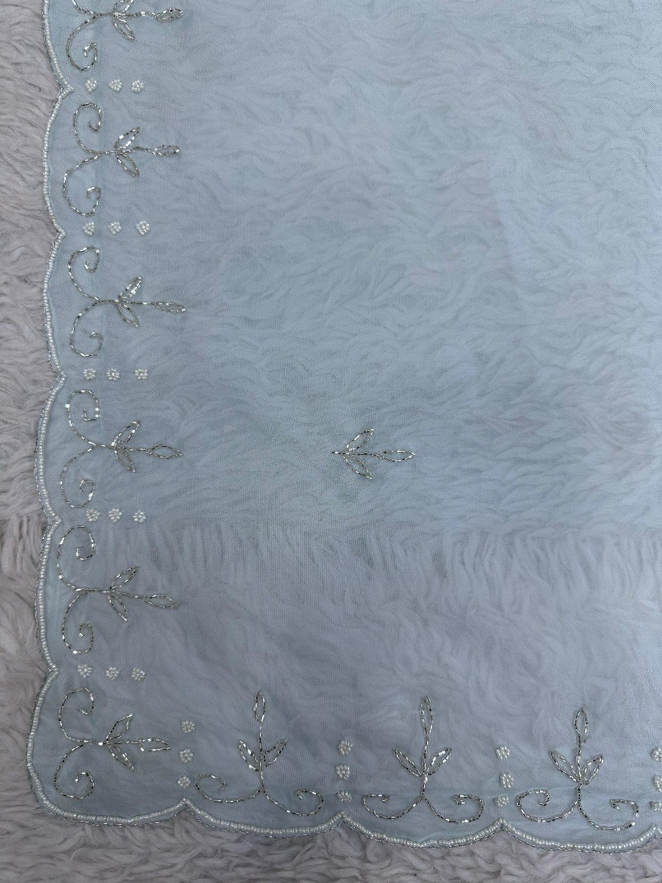 Hand Work Sarees - Tissue Fabric, Sky Blue Color | Party Wear Elegance With Intricate Design