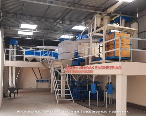 Industrial Flour Mill Machine - Mild Steel, 6000x3000x4500 mm, White and Blue | Automatic, 500-1000 kg/hr Capacity, PLC Control