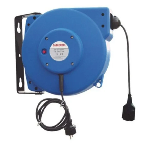 Retractable Electrical Cable Reel - Steel & Plastic, 10 Meter Length, Industrial Application, Warranty Included