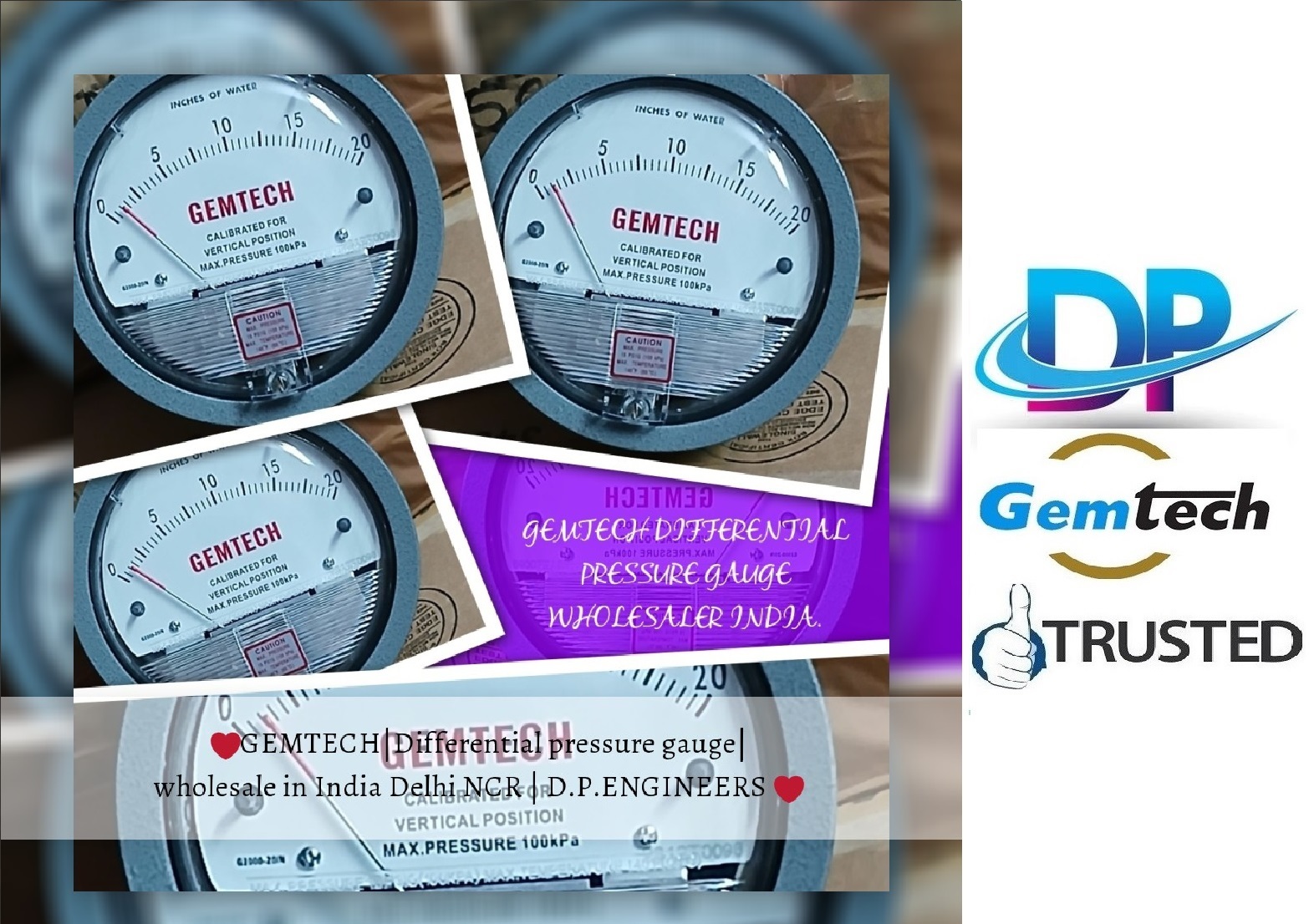 Gemtech Differential Pressure Gauge By Narsi Nanded Maharashtra