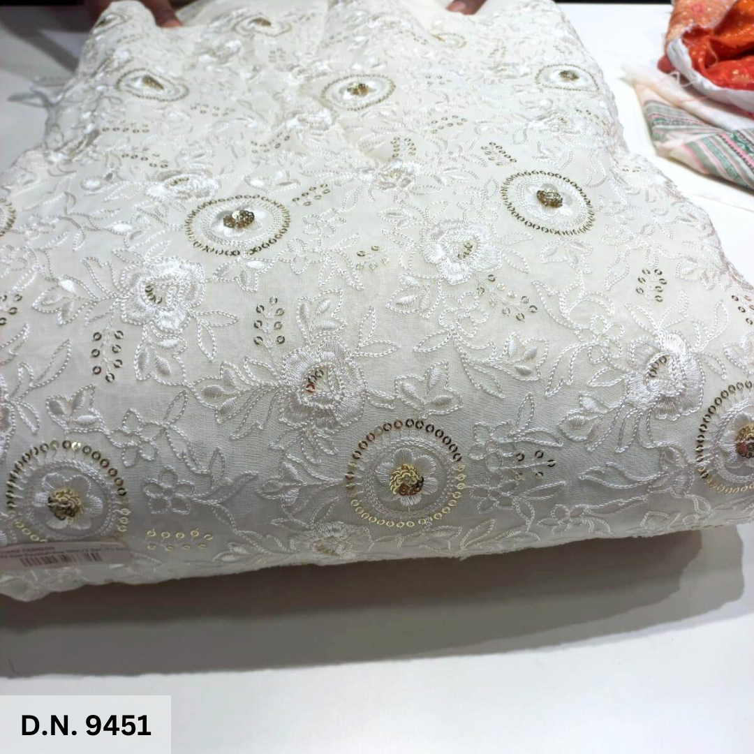 Sparkling Chain Stitch Sequin Embroidery Fabric - Color: Multicolor