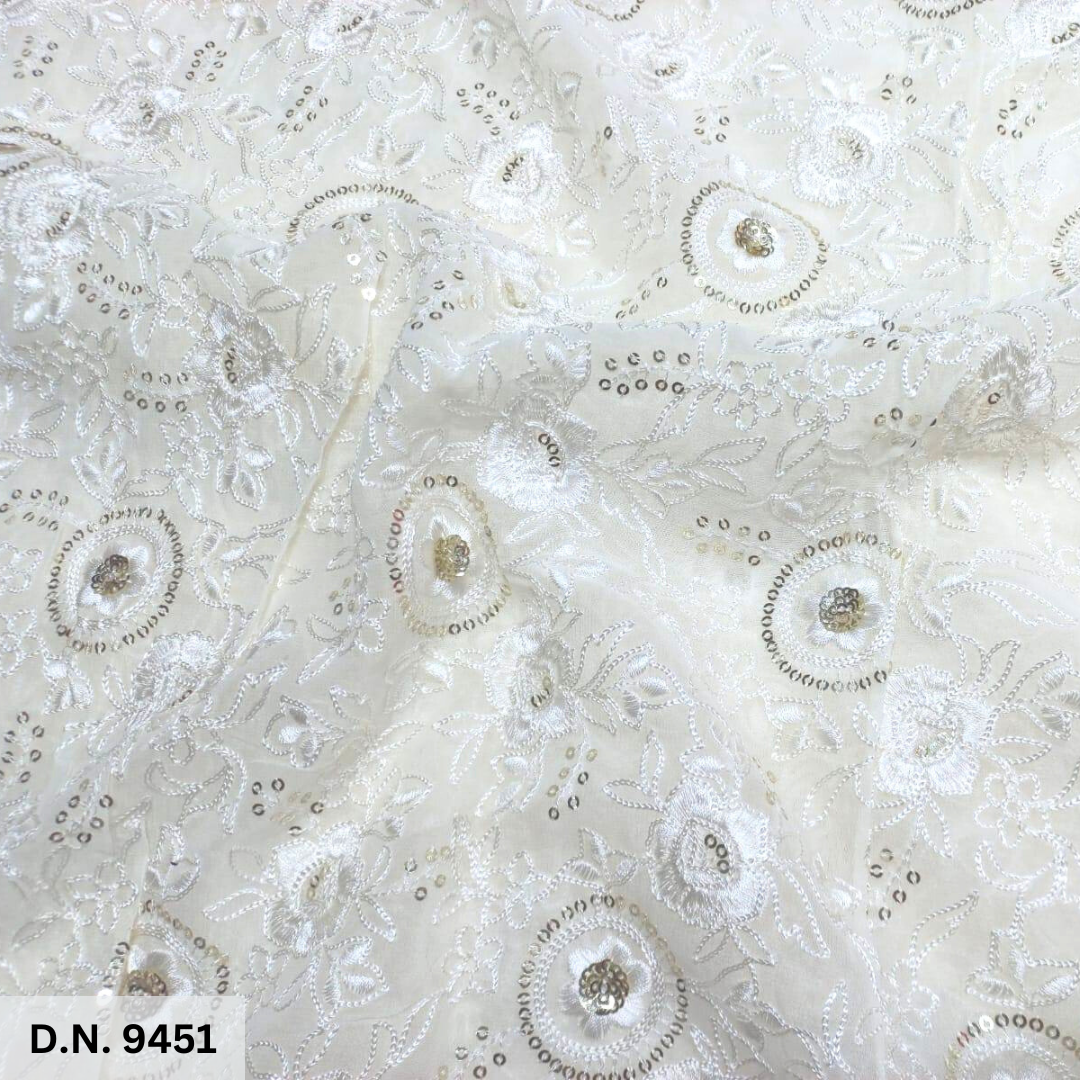 Sparkling Chain Stitch Sequin Embroidery Fabric - Color: Multicolor