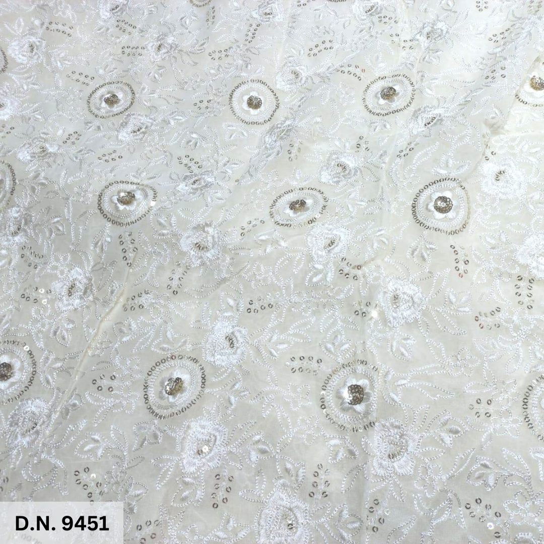 Sparkling Chain Stitch Sequin Embroidery Fabric - Color: Multicolor