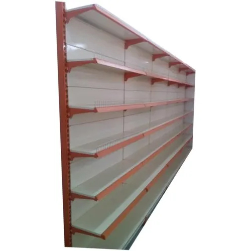 Supermarket Display Rack - High-Quality Steel, Customized Size, White & Red Colors | Single-Sided Shelving for Supermarket & Industrial Use